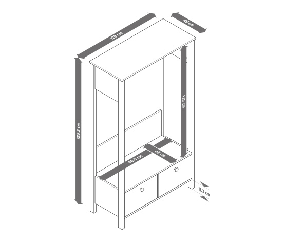 Garderobe mit großen Schubladen