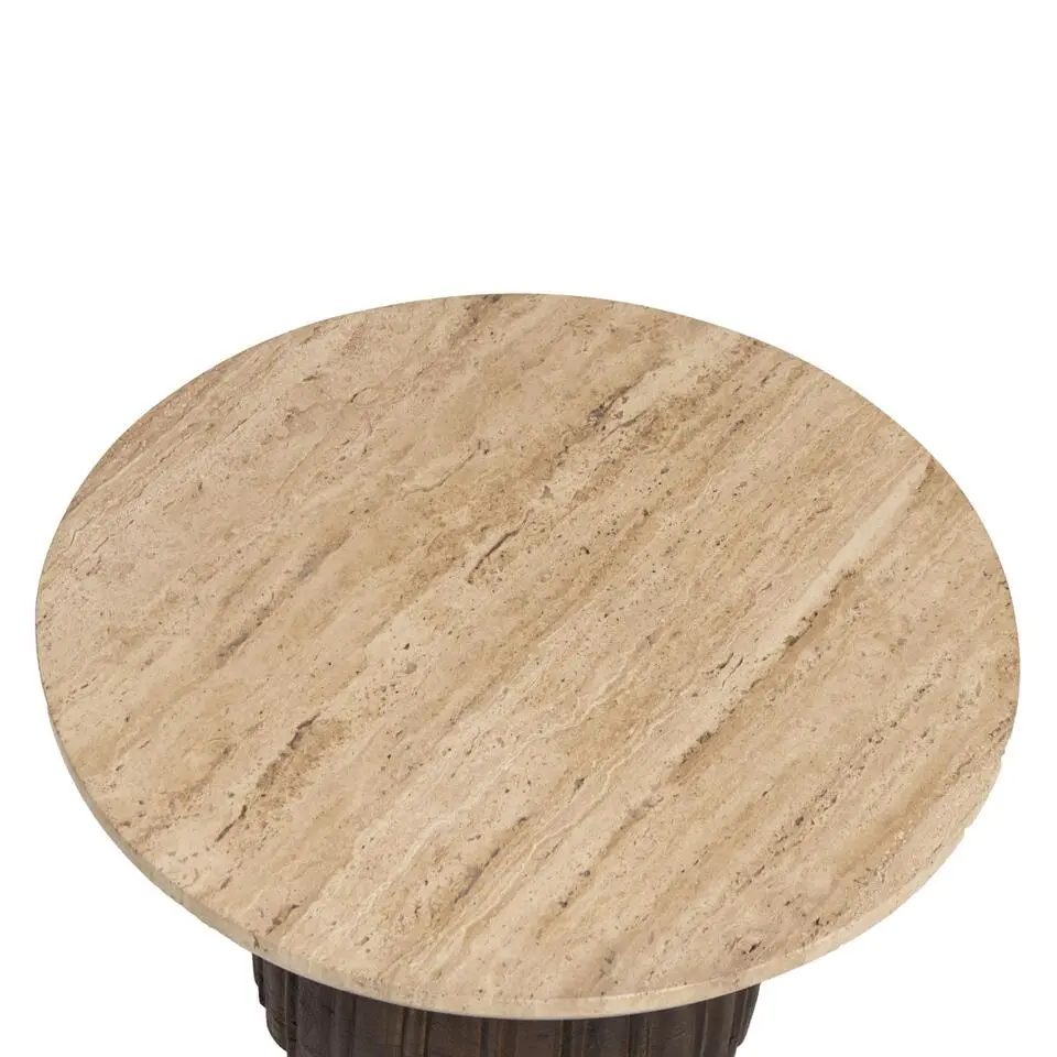 Salontafel Rond - Bruin - Travertin - 60cm - Salontafel Juan