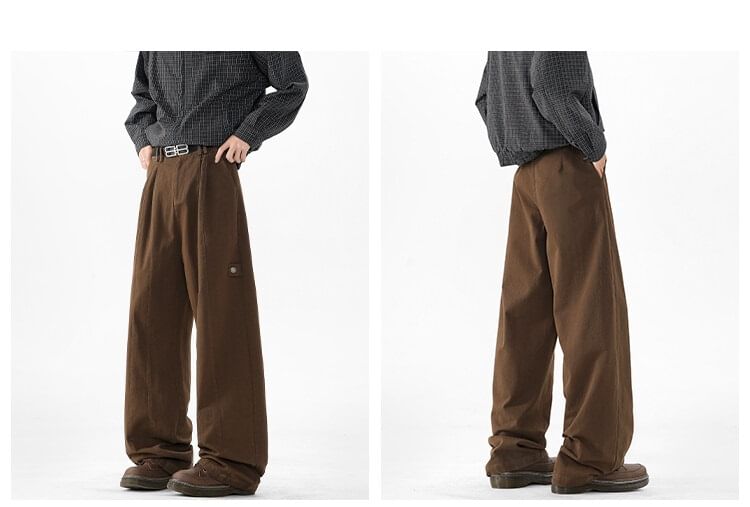 AXEN - Mid Rise Plain Straight Leg Broek