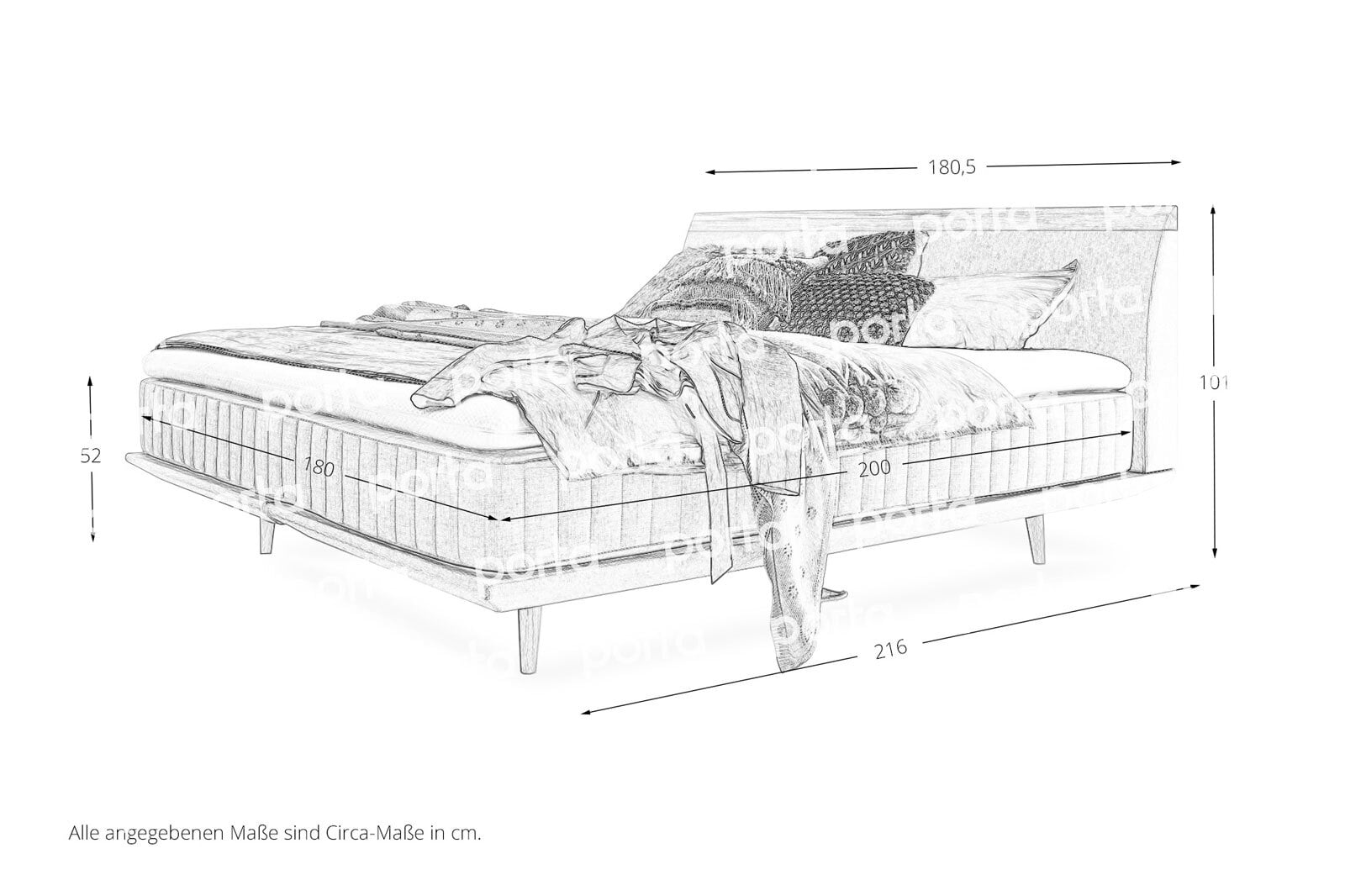 MONDO Boxspringbett SENTA 180 x 200 cm Anouk Silver / Buche