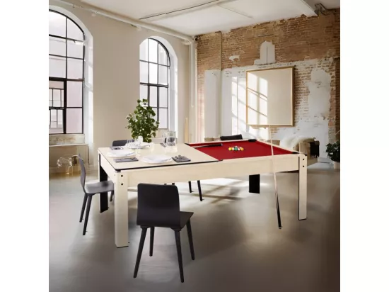 Billard Américain convertible table 6places KITBILL 6Ft - 206,5 x 116,5 x 80 cm Plateau dînatoire et accessoires inclus - Beige
