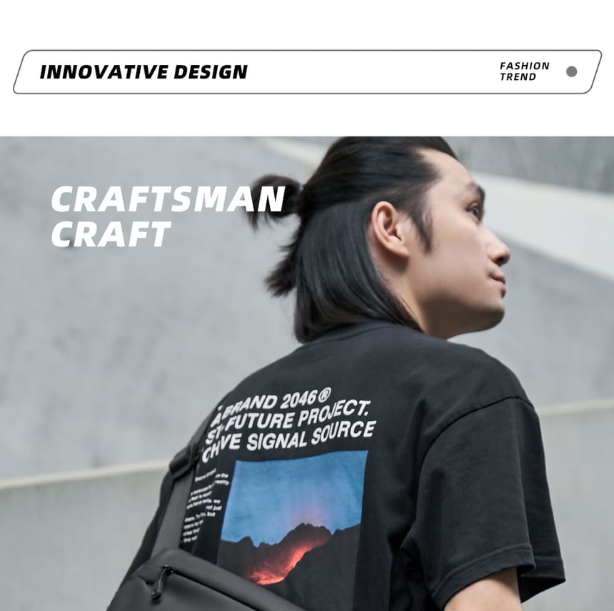 Moyyi - Messengerbag met flap en letterprint