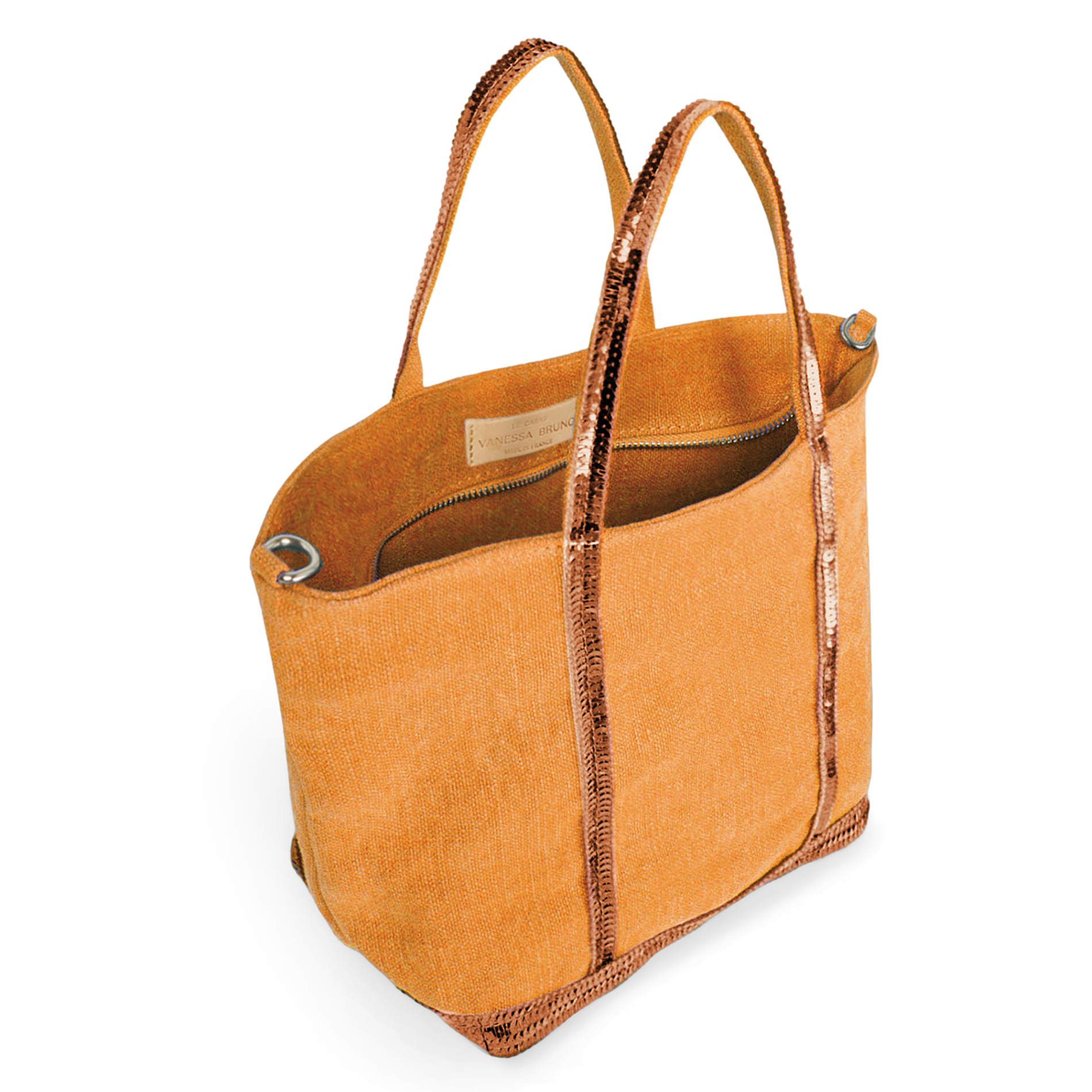 Sac cabas S à sequins en lin| Jaune