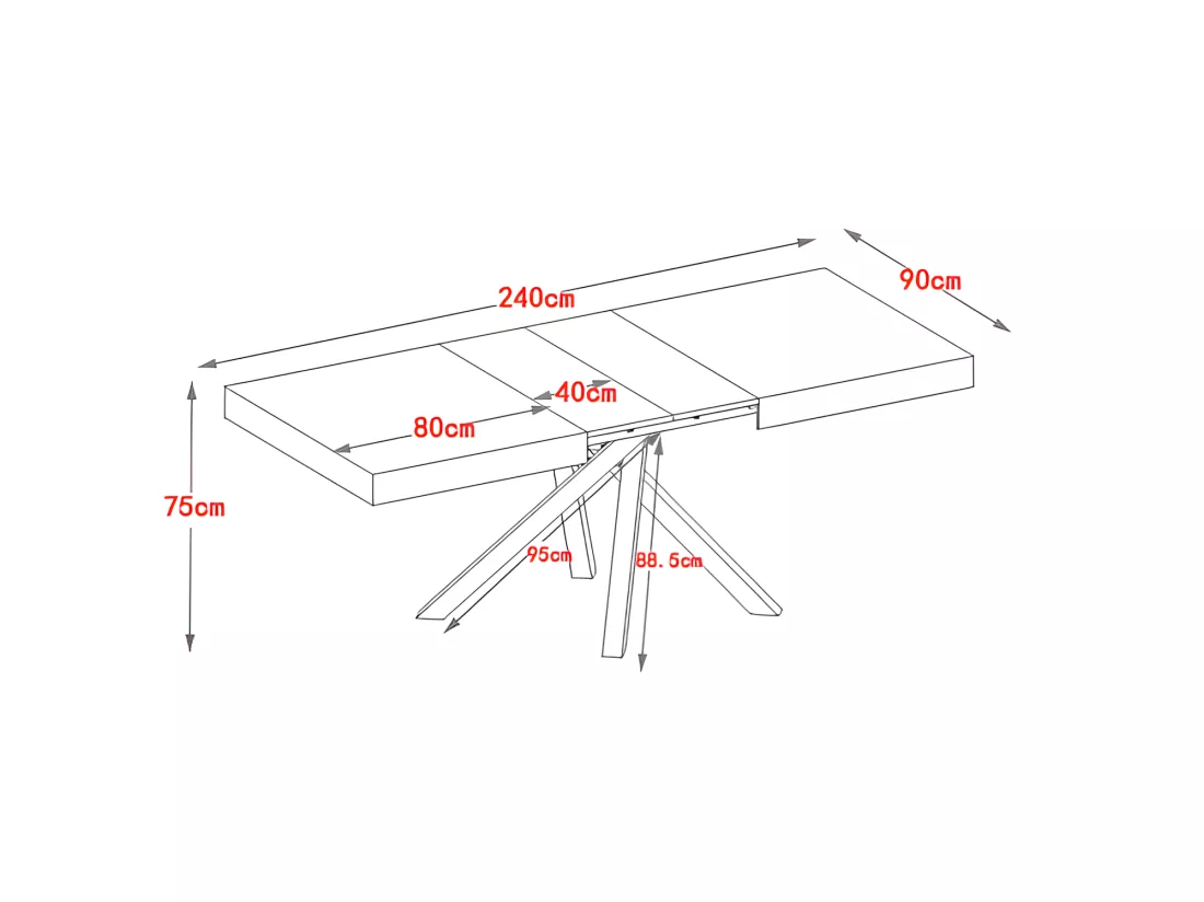 Table à manger extensible 6 à 10 personnes en MDF et métal - Naturel et noir - CATONAV