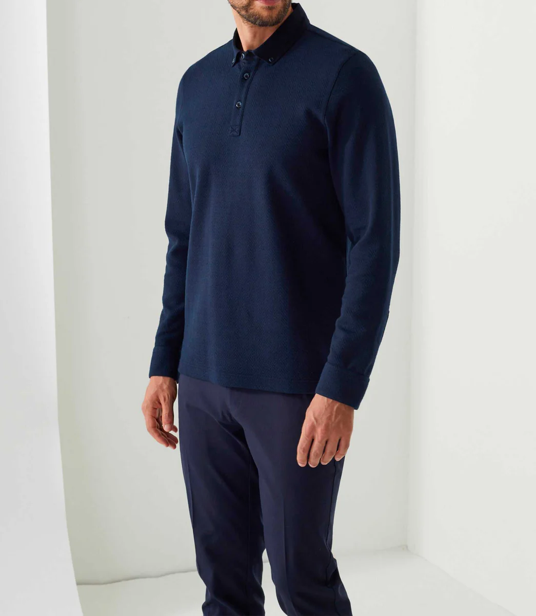 Polo manches longues marine 