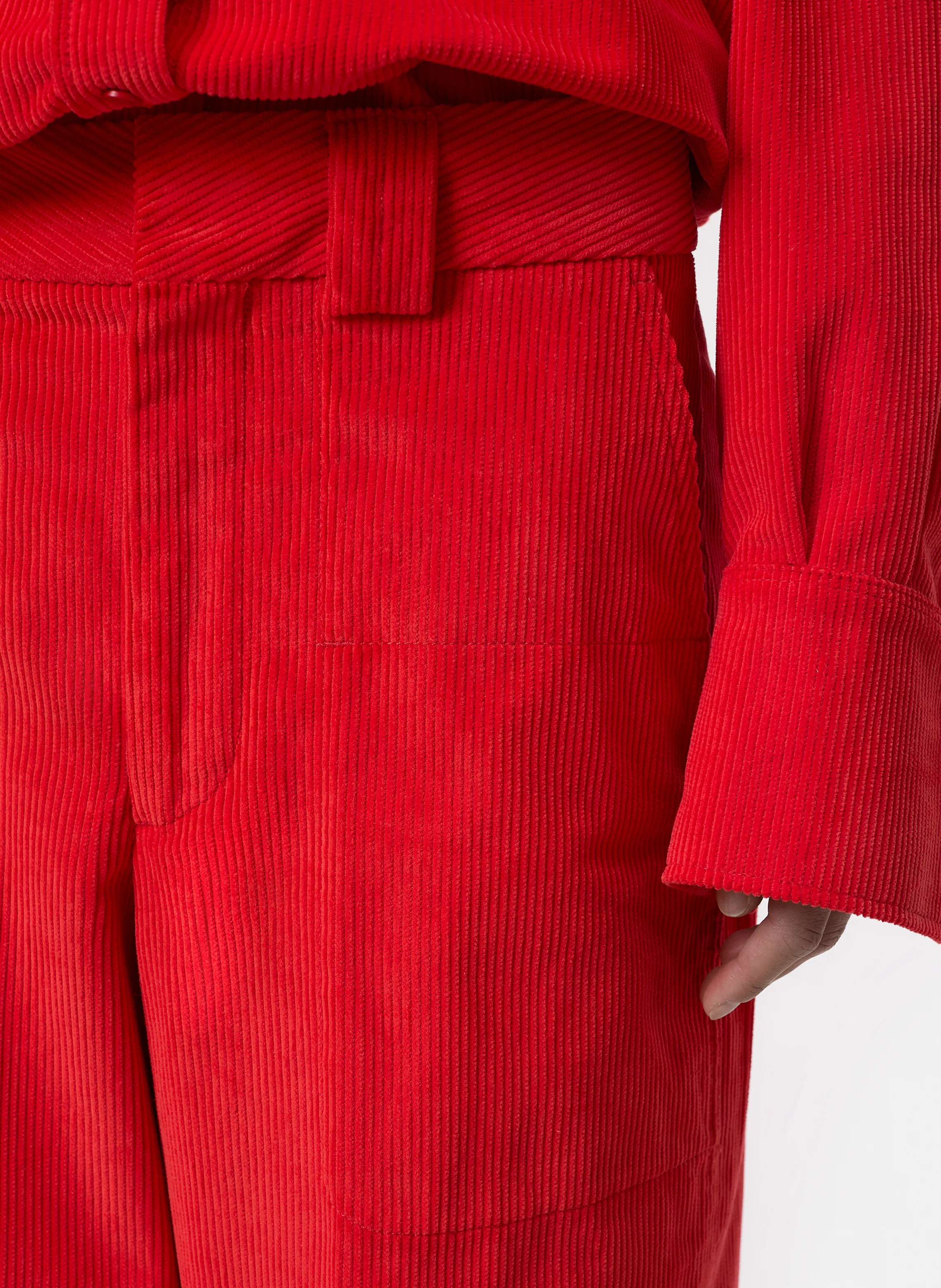 WYSTAN - Pantalon large en velours côtelé de coton | Rouge