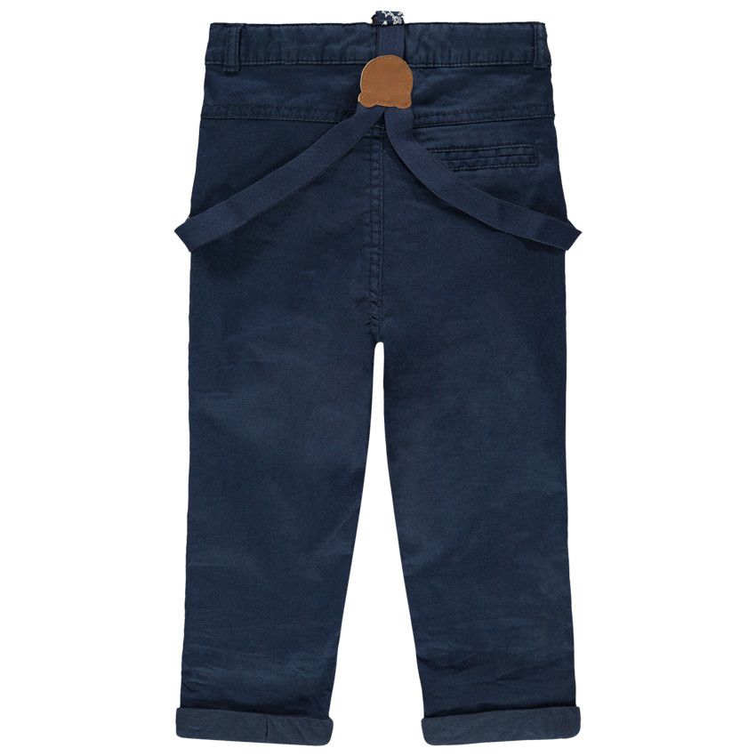 Pantalon en coton à bretelles amovibles - Bleu marine