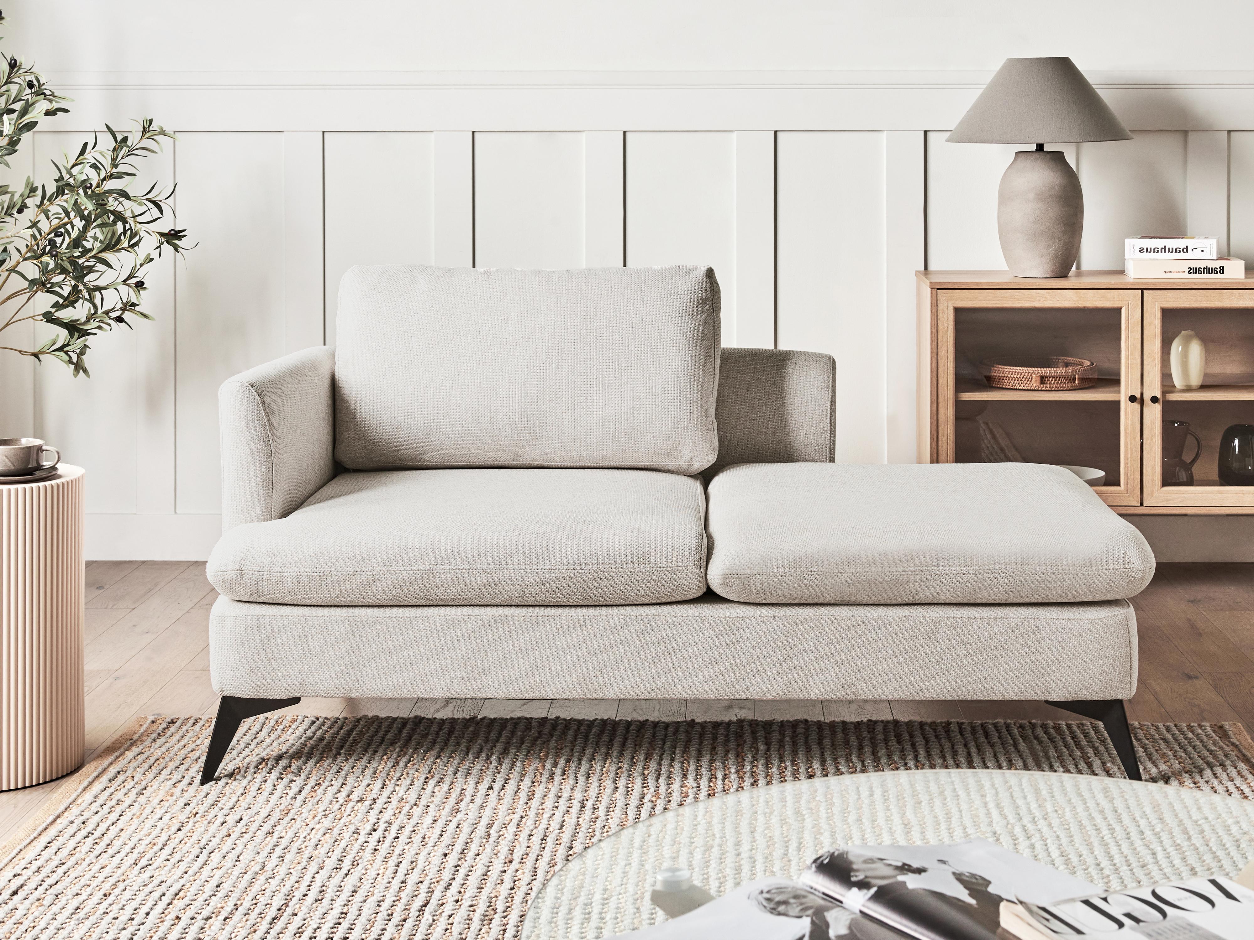 Linkszijdige chaise longue SIEVOZ Stof Lichtbeige