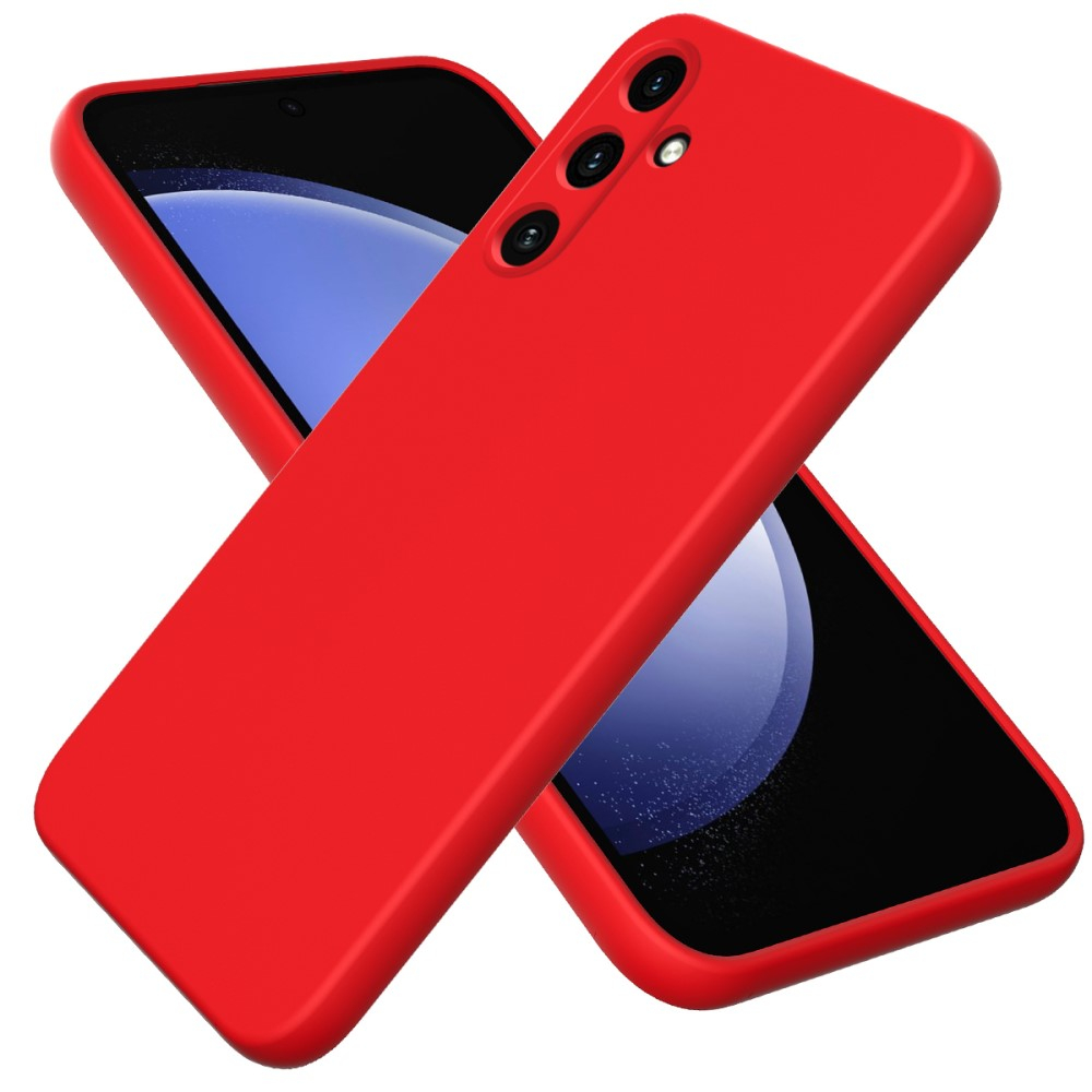 Samsung Galaxy A55 Silikon Case Hülle mit Kameraschutz   Handschlaufe - Rot