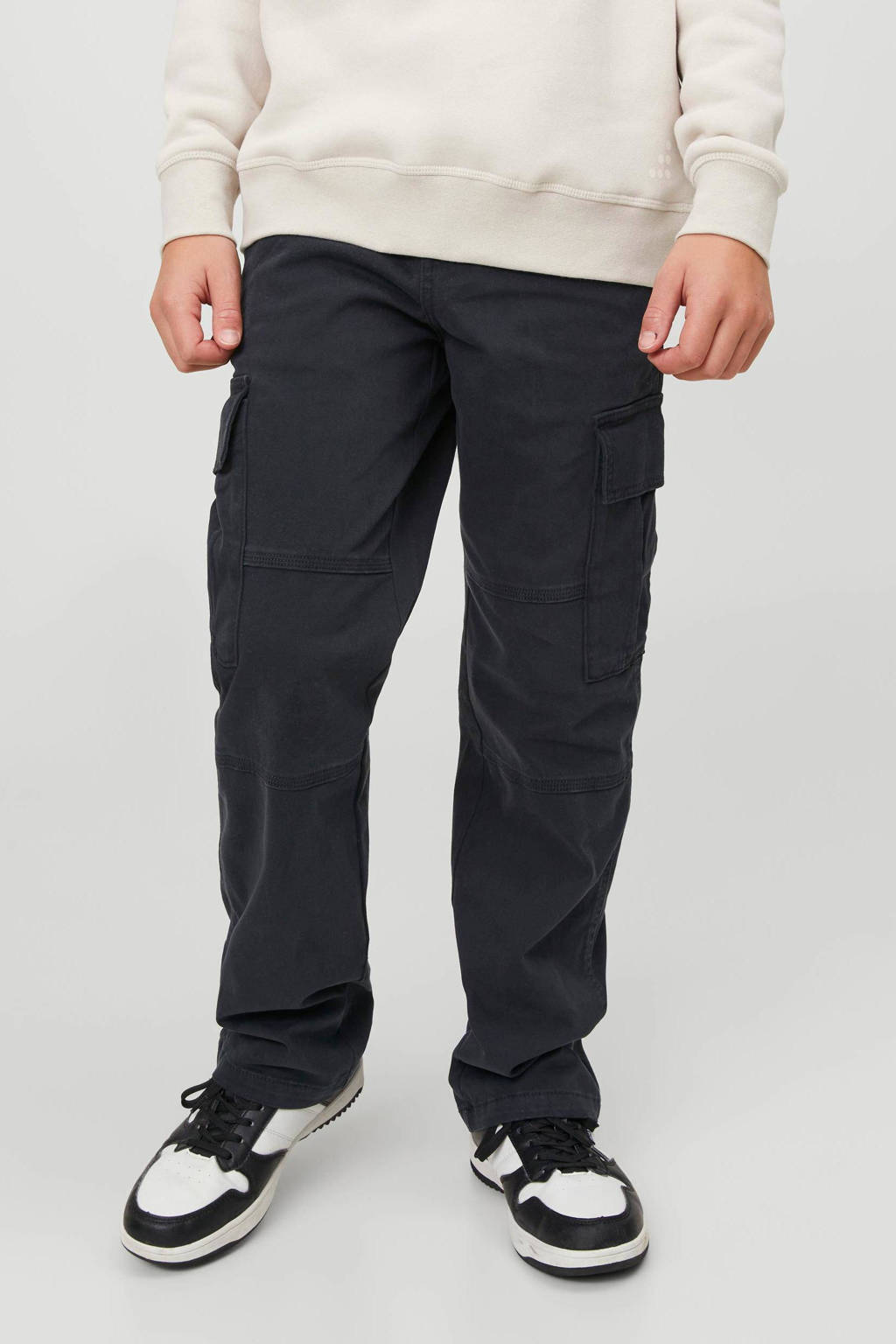 JACK & JONES loose fit cargobroek JSPTKANE JJHARLOW zwart