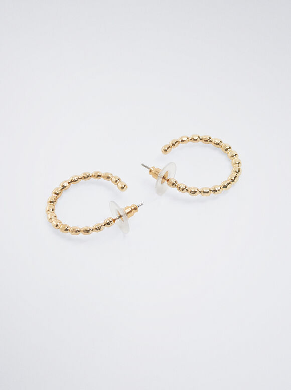 Brincos de argola em metal dourado - Dourado