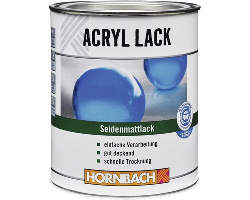HORNBACH gekleurde acryllak, satijnen afwerking, zuiver wit, 750 ml