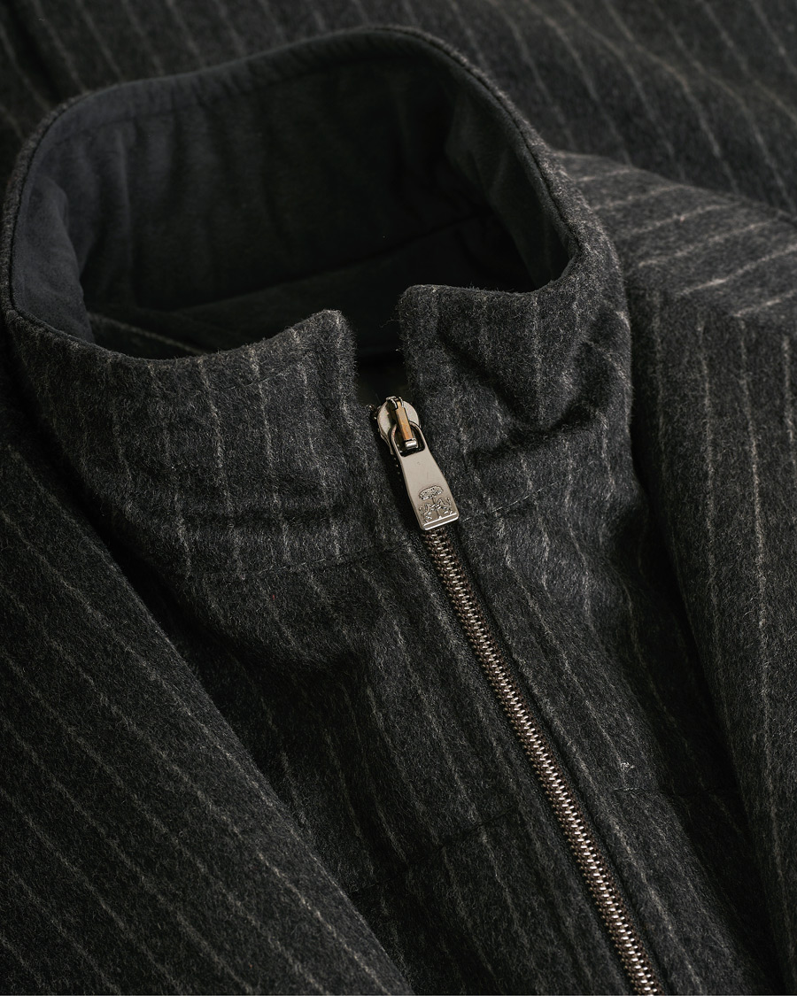 Corneliani ID Wool Zip Coat Charcoal Pinstripe 50