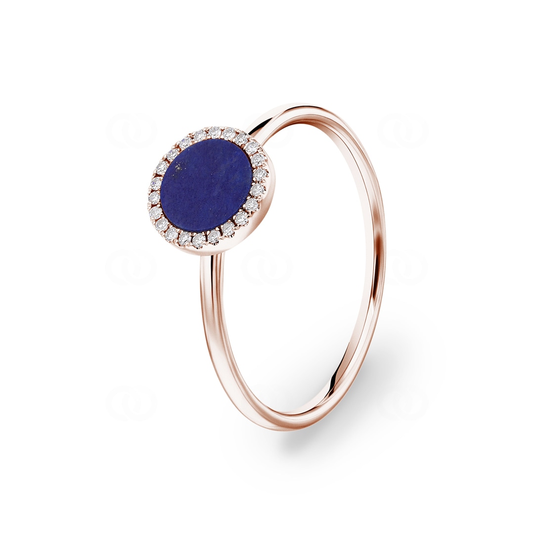 Ring 750/18 K Roségold mit Lapislazuli & Diamanten 0.06 ct H/si