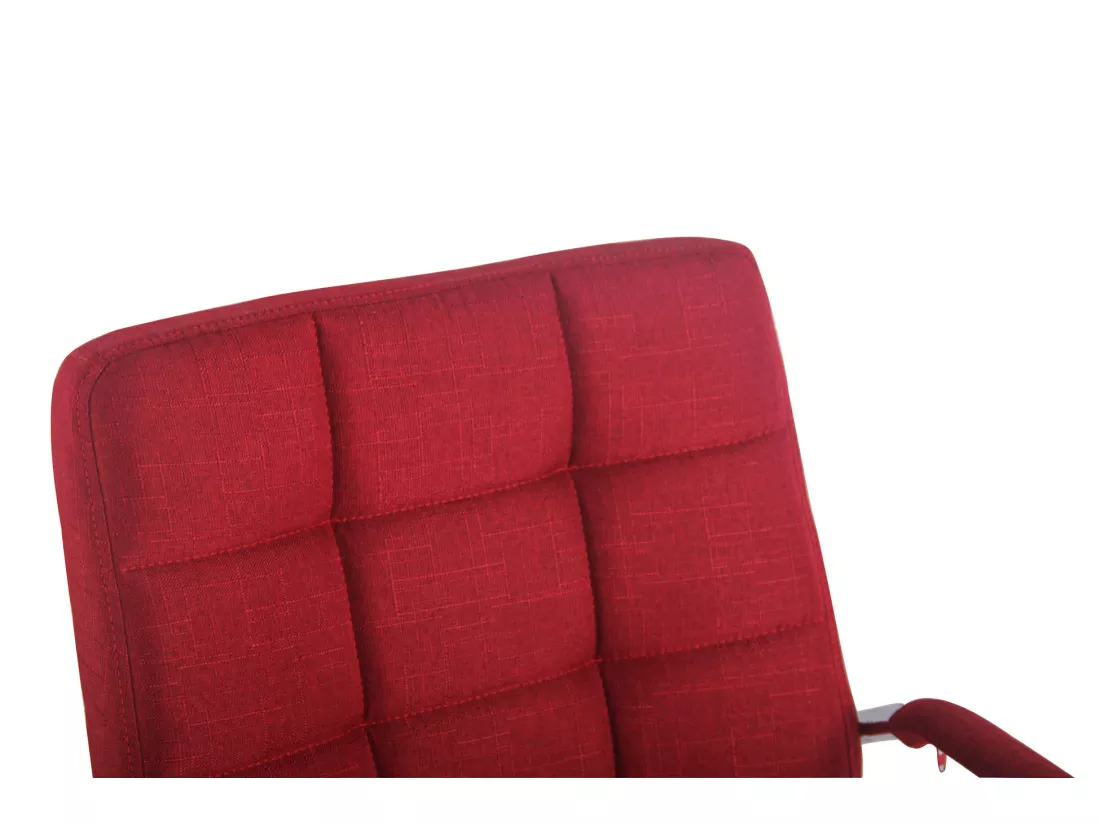 Chaise de bureau - Tissu & Métal chromé - Rouge - Deli
