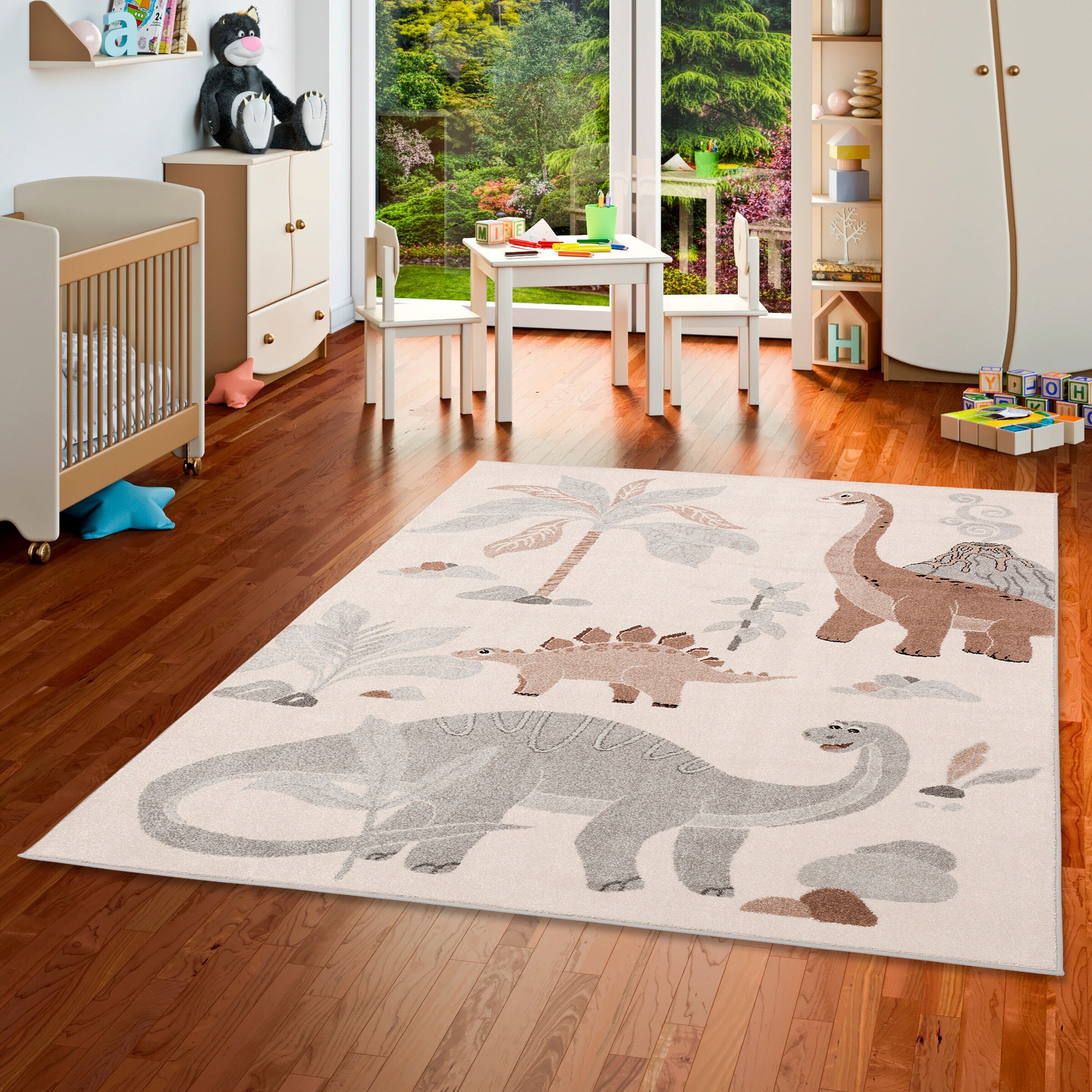 Pergamon Kinder Teppich Softstar Kids Dinowelt Grau