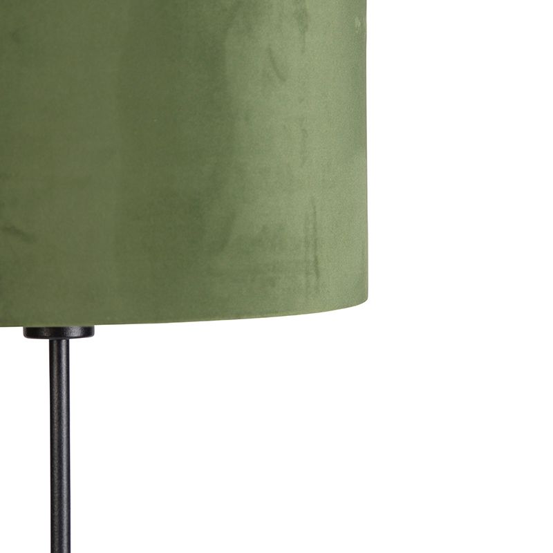Vloerlamp zwart met velours kap groen met goud 35 cm - Parte