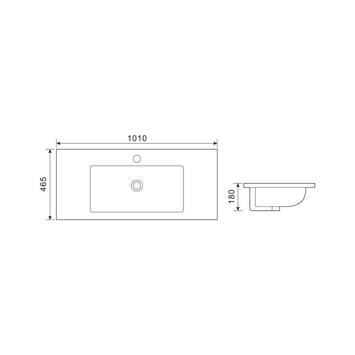 Fontana Rovigo badmeubel 100cm met zwarte wastafel en kraangat warm eiken