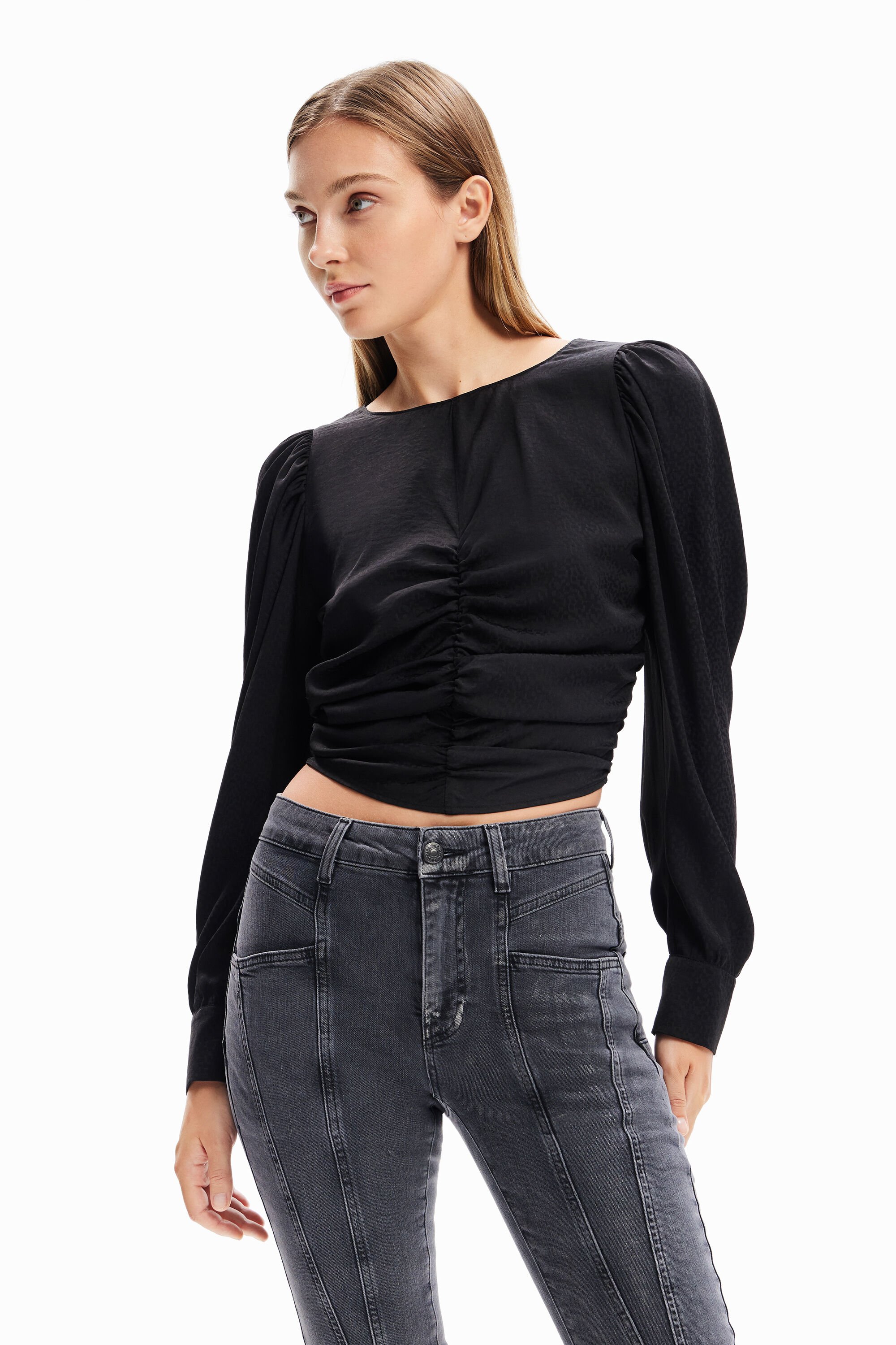 Blouse froncée jacquard
