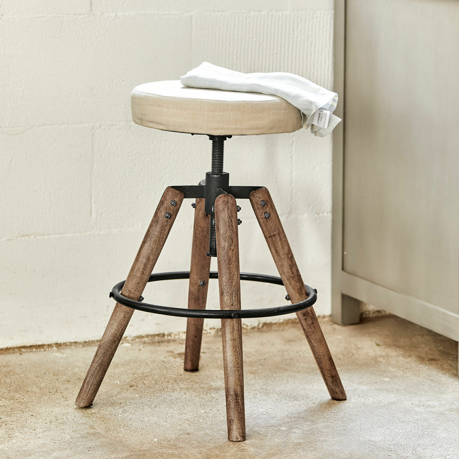 Hocker Twist weiß/braun