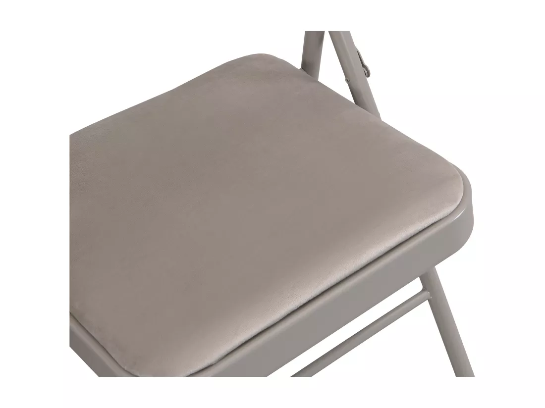 Lot de 6 chaises pliantes en velours et métal - Taupe - ORTENSIA