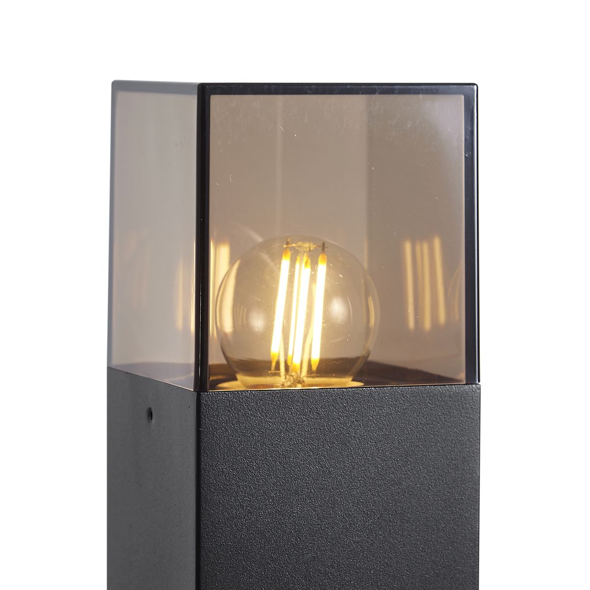 Modern buiten paaltje zwart met smoke glas 70cm met schemersensor IP44 - Denmark