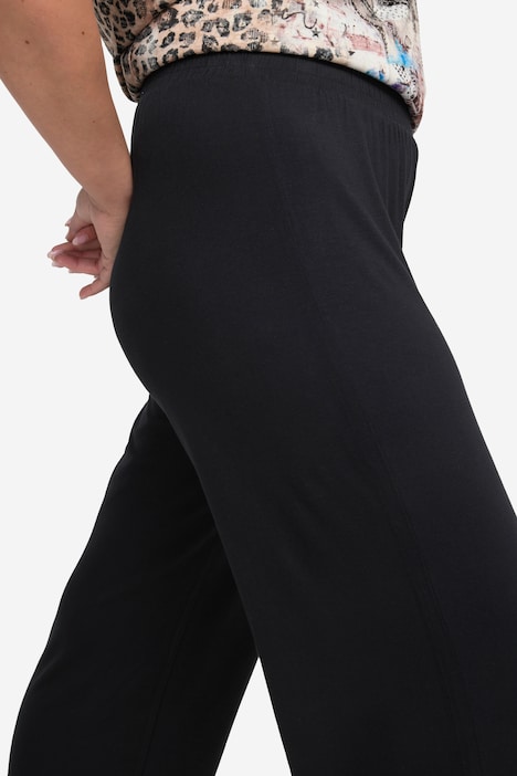 Hose mit weitem und geradem Bein, Jersey, Elastikbund