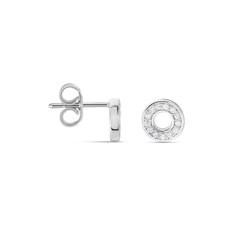 Boucles D'oreilles Puces Argent Blanc Eujen Oxydes De Zirconium
