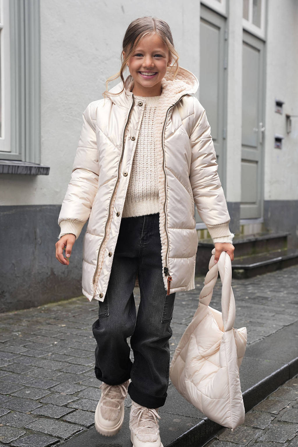 Like Flo reversible gewatteerde winterjas Ariana goud metallic/beige