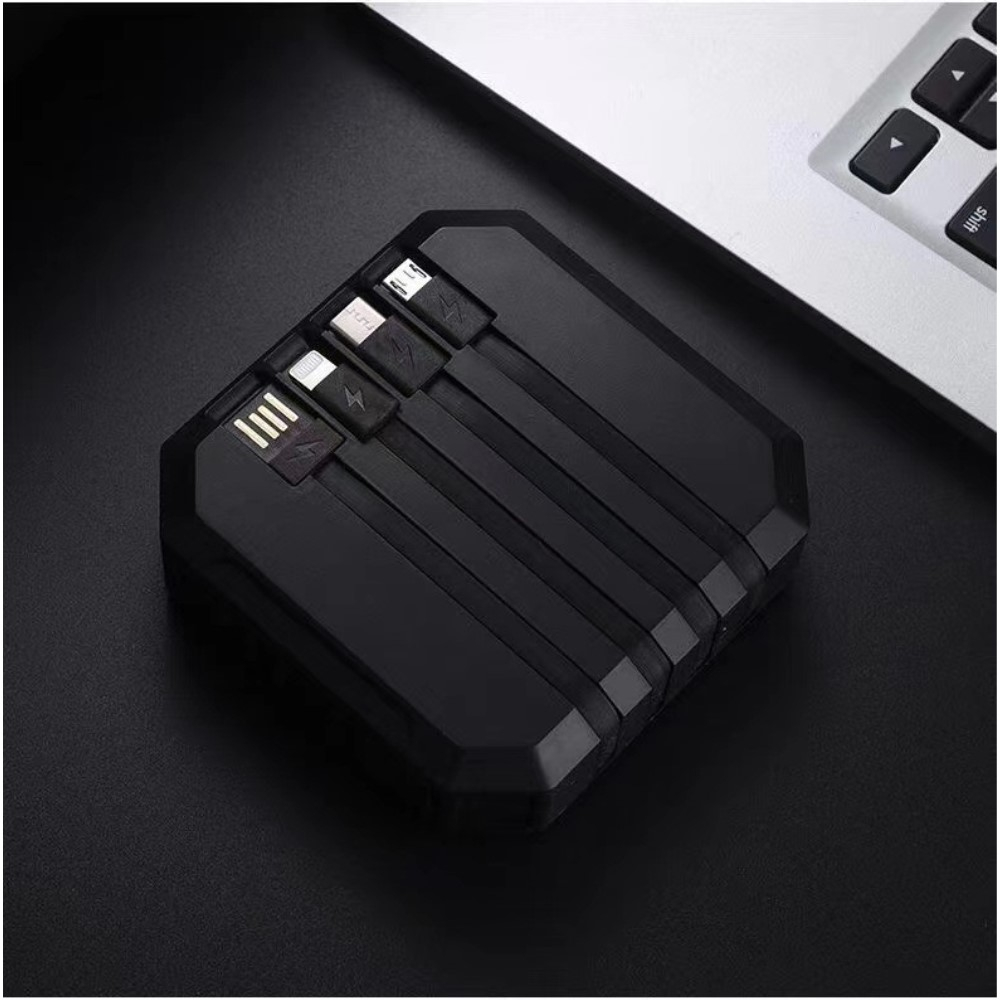 4in1 Outdoor USB Solar Powerbank 10000mAh USB C / Micro USB / Lightning - Schwarz