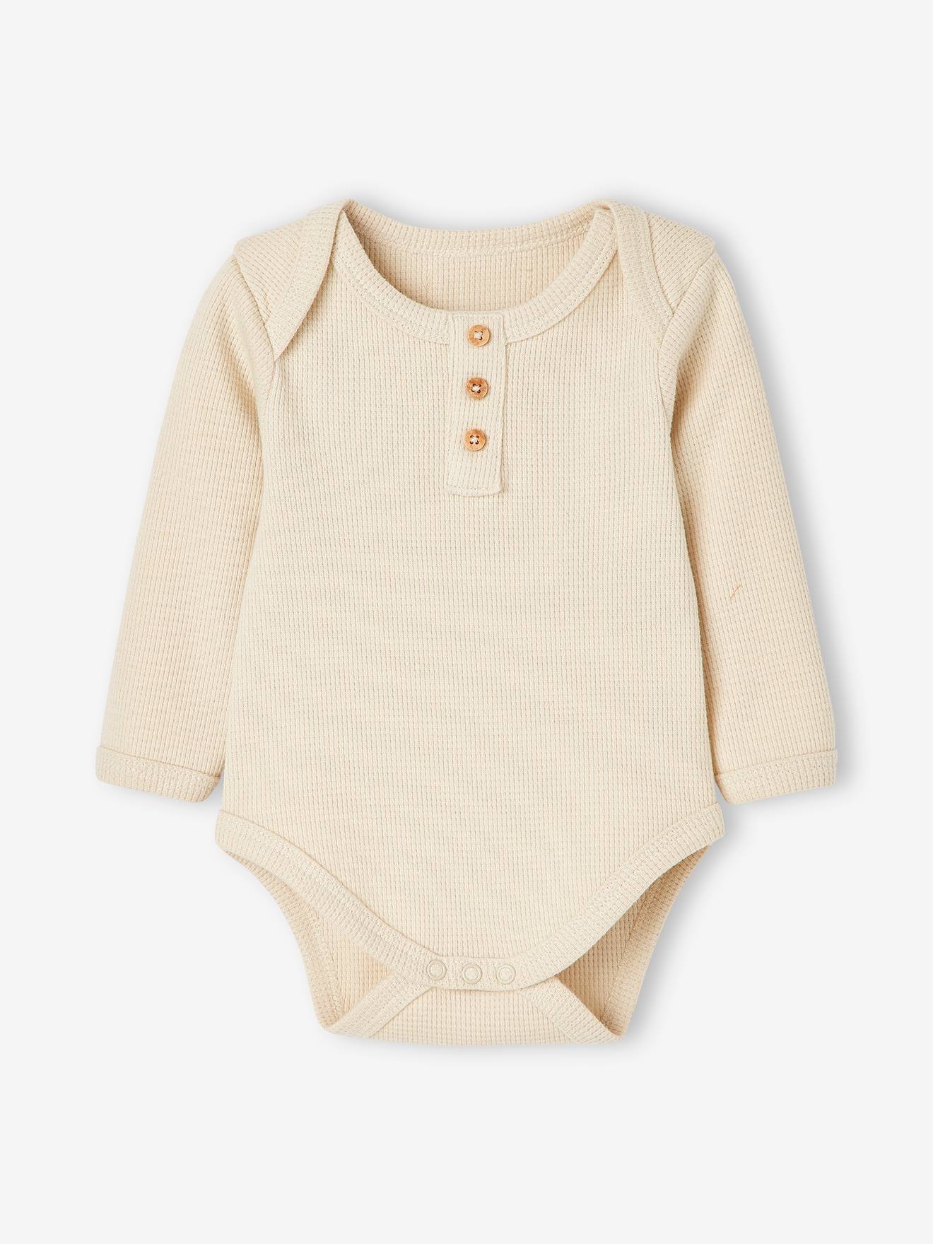 Conjunto com 2 bodies de manga comprida com estampa favo de mel para bebê, azul escuro