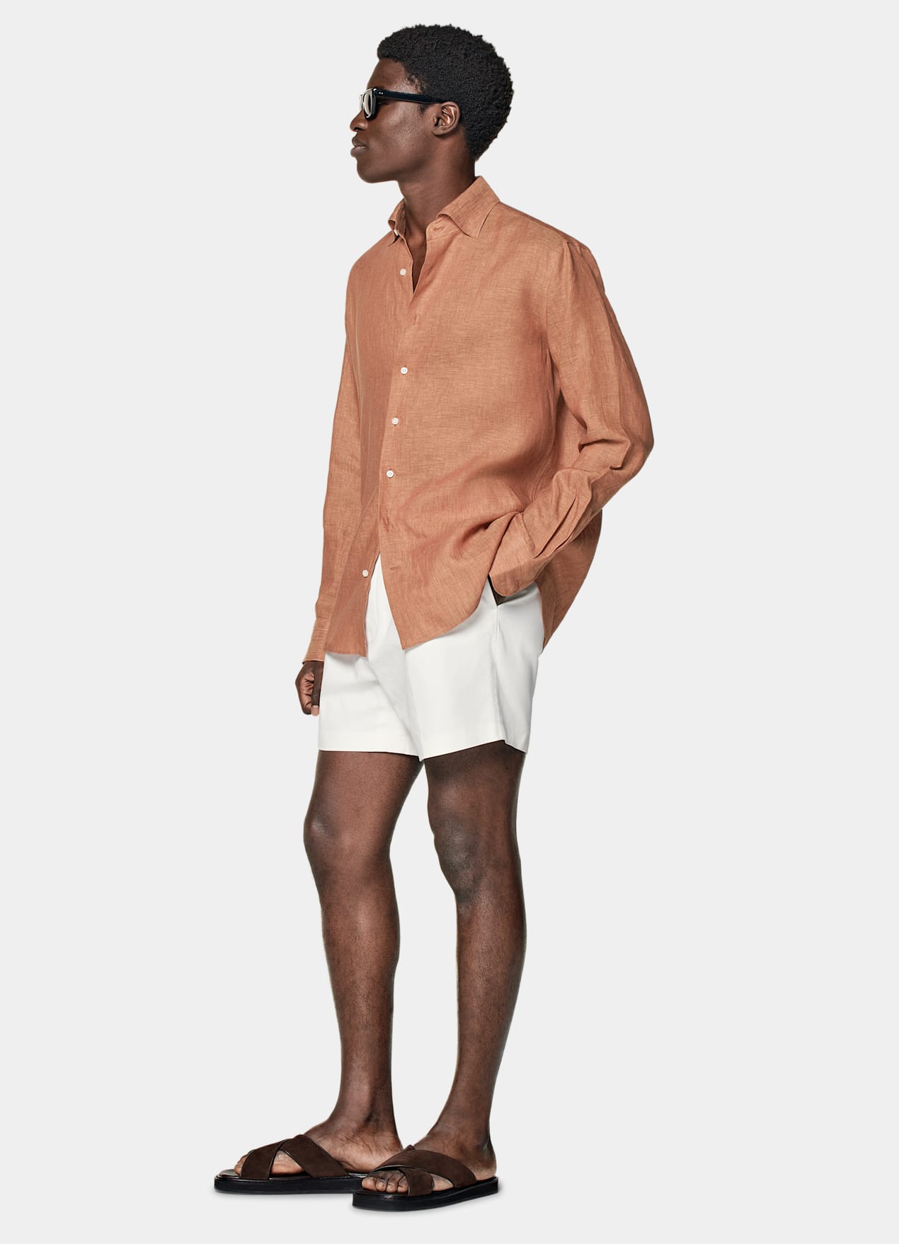Chemise coupe ajustée, orange