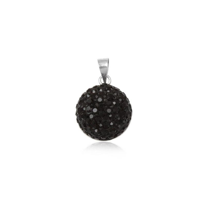 Pendentif shamballa noir - Diamètre 1cm