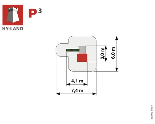 Hyland Project 3 houten speeltoren met zandbak en groene glijbaan