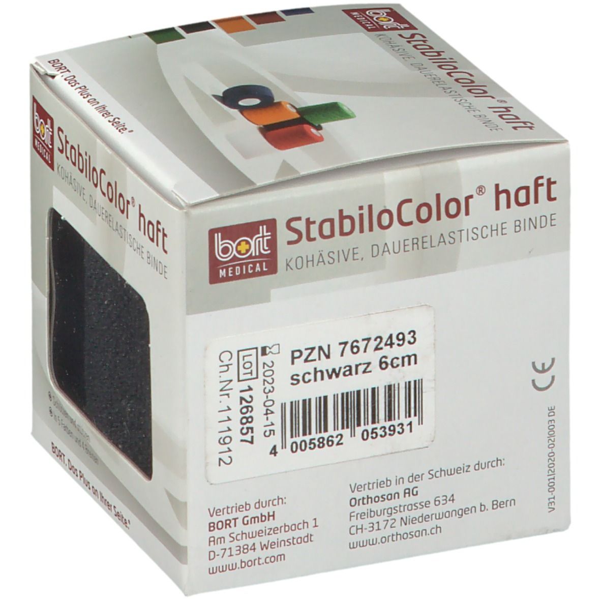 BORT StabiloColor® haft Binde 6 cm schwarz
