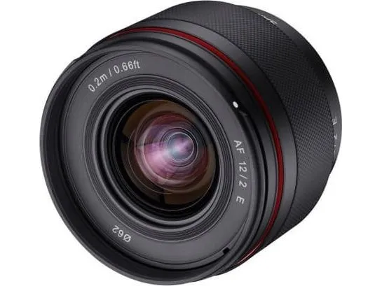 Samyang AF - Vidvinkel objektiv - 12 mm - f/2.0 - Sony E-mount - for Sony Cinema Line; a VLOGCAM; a1; a1 II; a6700; a7 IV; a7C; a7C II; a7CR; a7R V; a9 III