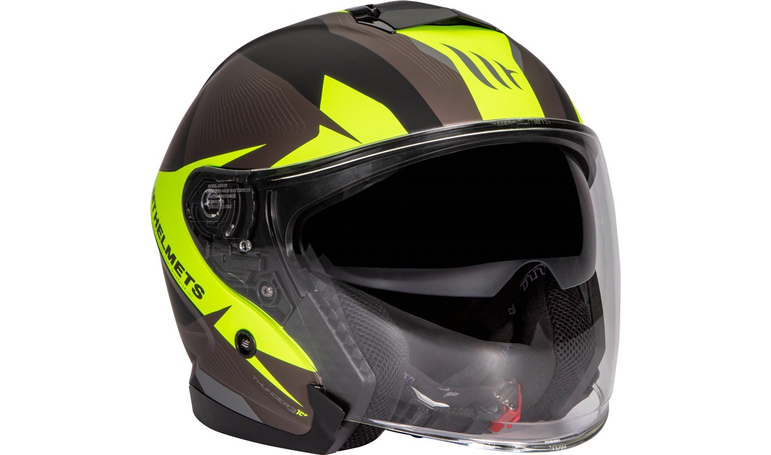 Pilothjelm MT Thunder 3 SV Jet sort/gul str. S