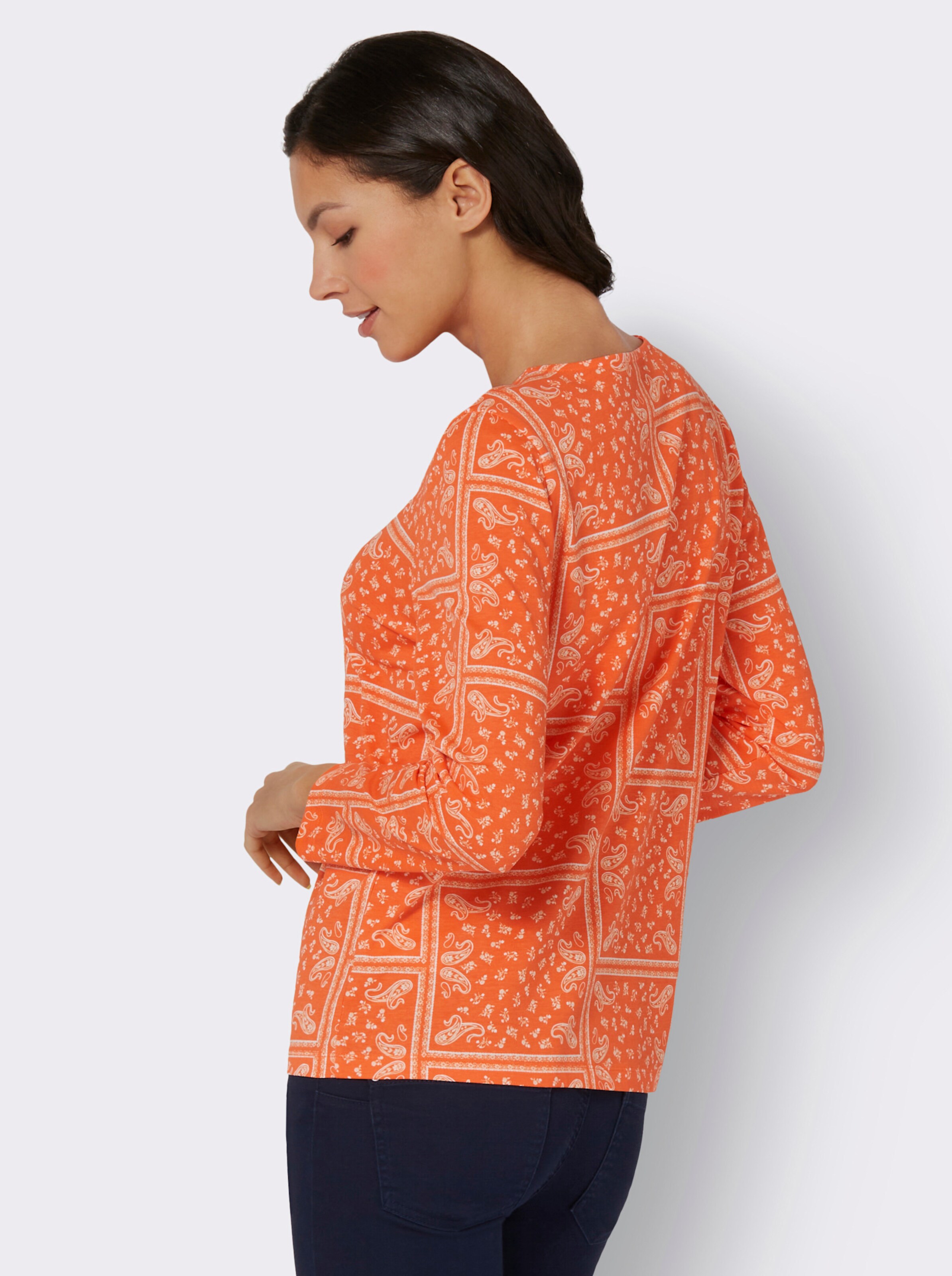 Rundhalsshirt mit Patchwork-Muster