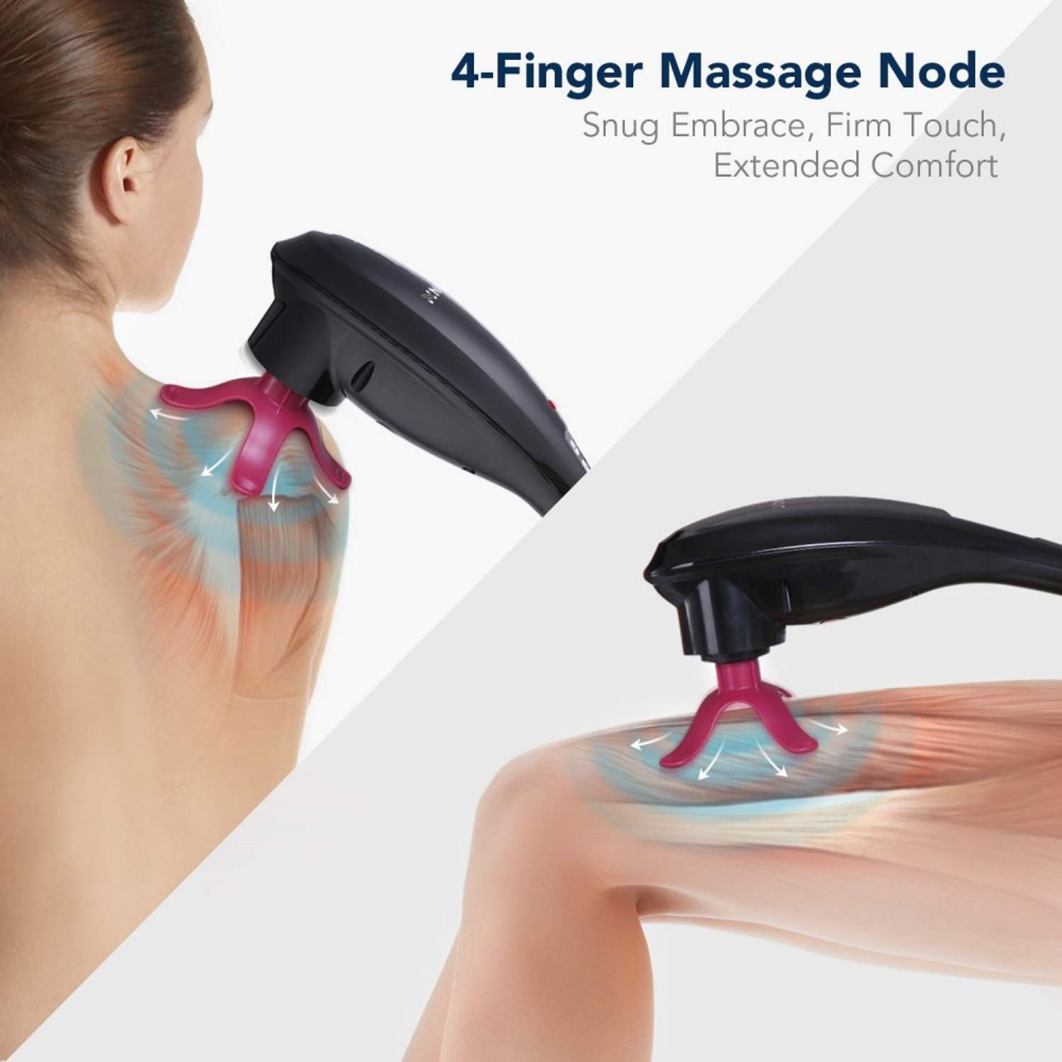 NAIPO Handmassagegerät Shiatsu-Massagegerät, Kabellos, 4 Aufsätze, für die Ganzkörpermassage