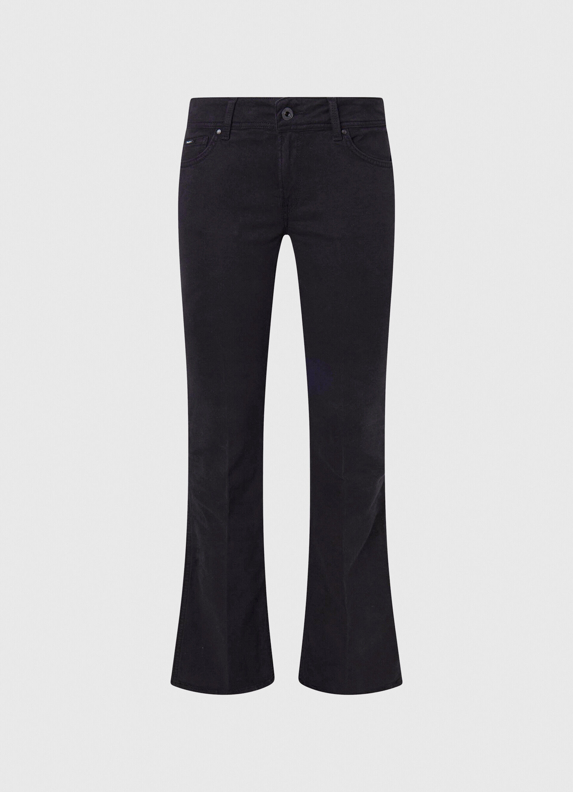 Calça de corte regular com 5 bolsos - preta