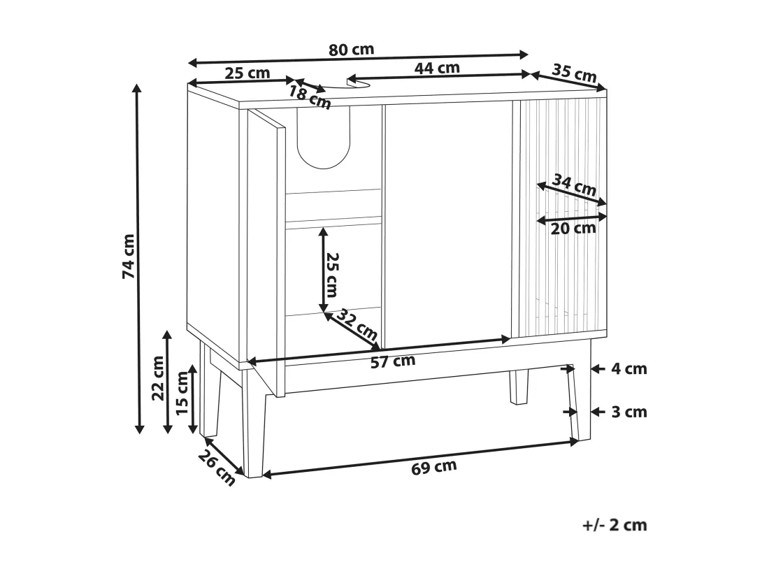 Meuble de salle de bain NUBES 80 cm 35 cm 74 cm Blanc