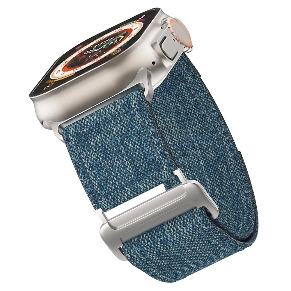 Apple Watch (49/46/45/44 mm) Nylon Armband mit Klettverschluss (Gelenkumfang: 135-210mm) - Hellblau / Grau