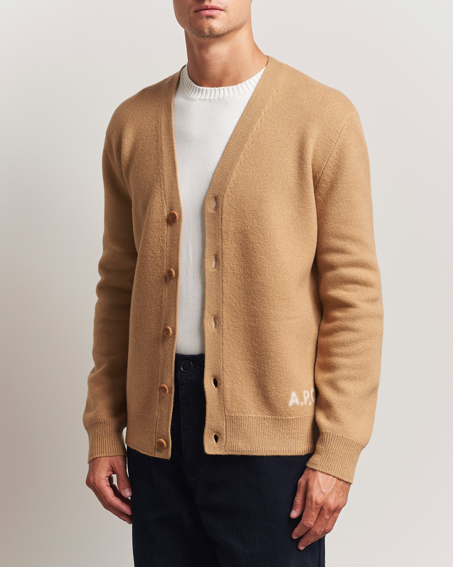A.P.C. Kenny Wool Knitted Cardigan Camel