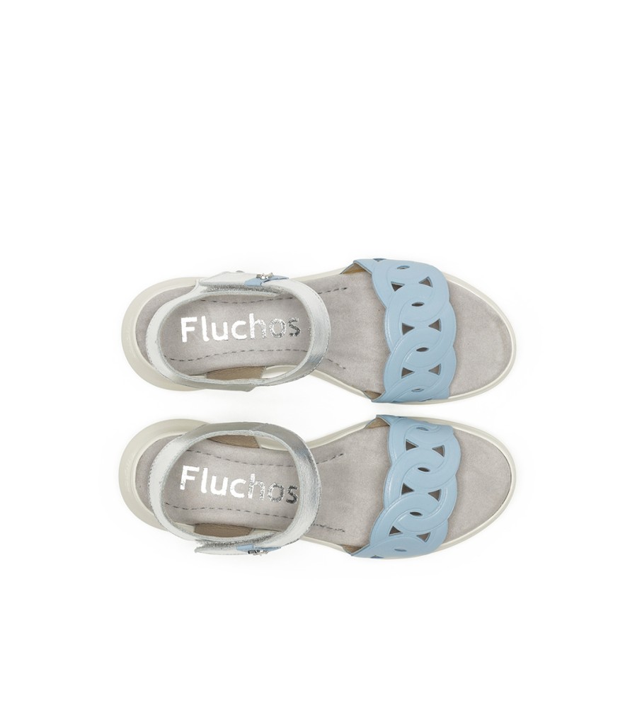Sandálias de couro Fluchos F1656 Azul Claro