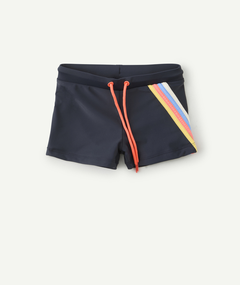 boxer de bain garçon en fibres recyclées bleu marine