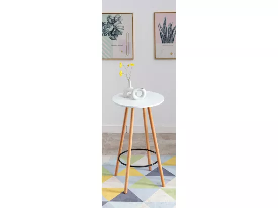Table haute de bar - rund 60cm - Bois - Blanc - Mijas