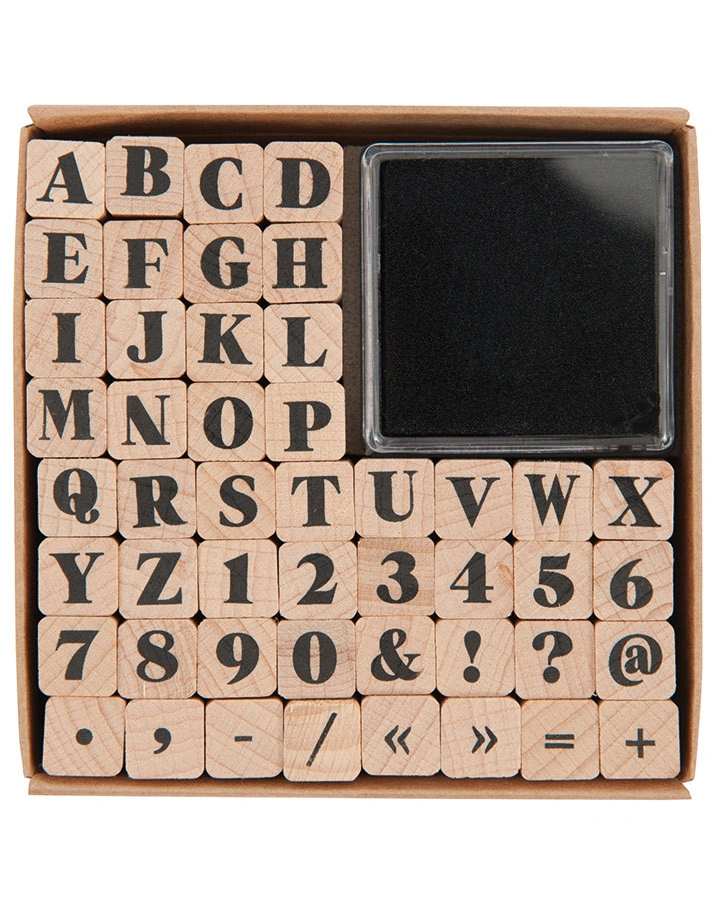 Stempel-Set ABC & ZAHLEN II 48er-Pack aus Holz