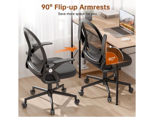 RATTANTREE - Chaise de bureau maille dossier moyen noire