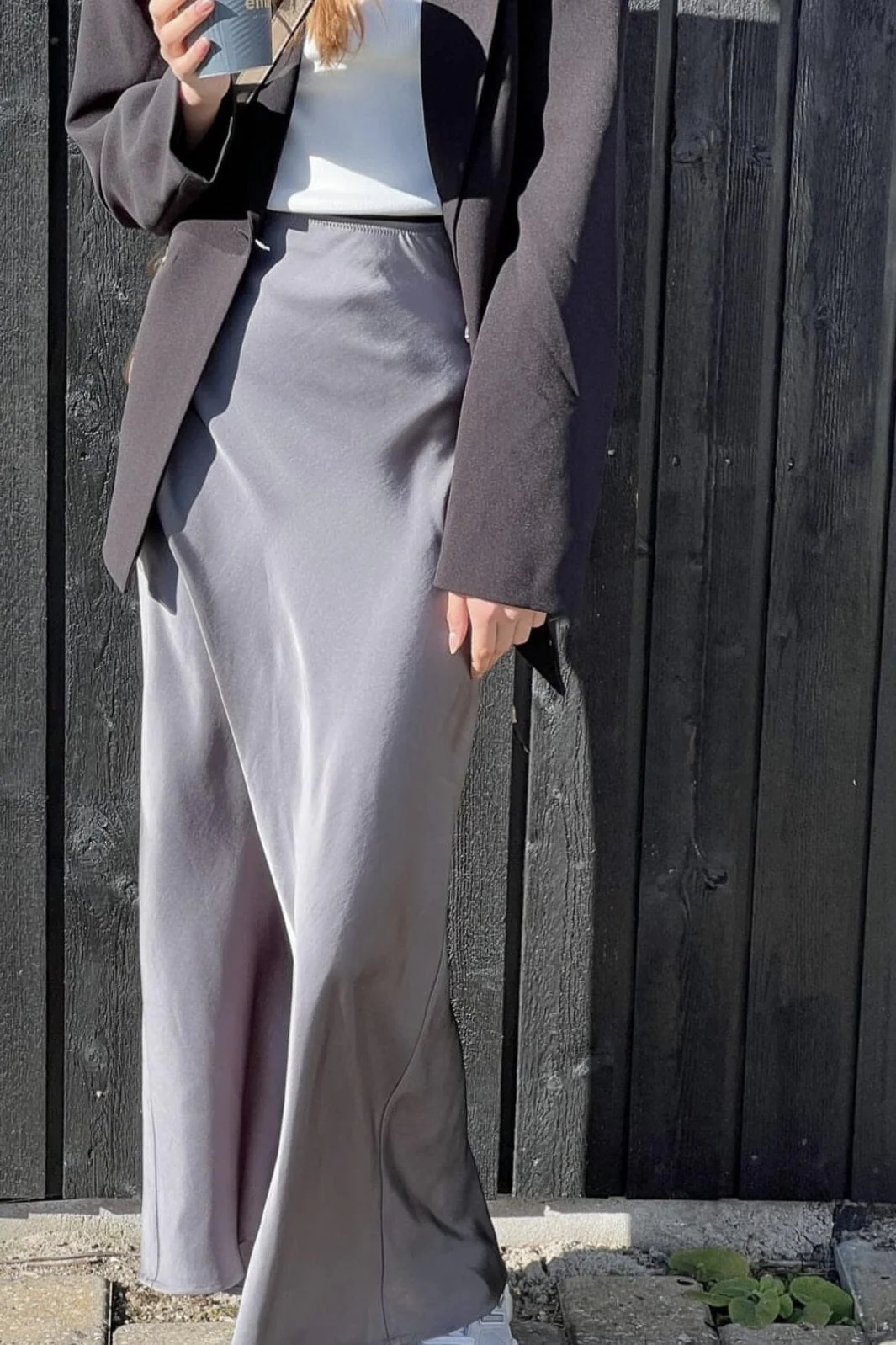 Neo Noir Vicky Heavy Sateen Skirt dark grey