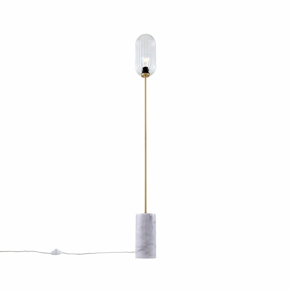 Art Deco vloerlamp messing met helder glas - Rid